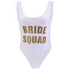 Zalati Donna One Piece Costume da Bagno Sposa Lettera Stampa Costume da Bagno Alto Taglio Bikini - Bianco, Taglia S, Bride Squad