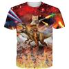 Loveternal Gatto Dinosauro T-Shirt Uomo 3D Stampato Tee Shirt Divertenti Gatto Dinosauroo Magliette Manica Corta Camicia M