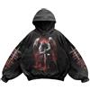 Generisch Felpa da uomo Y2K Vintage Teschio Print Casual Hoodie College Style Gothic Manica Lunga Hoodie Baggy Oversize Street Retro Coppia Sport Shirt Halloween Abbigliamento Moda Confortevole