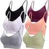 BQTQ 6 Pezzi Reggiseno a Canotta V Collo Bralette Senza Ferretto per Donna (Nero, Bianco, Grigio, Rosa, Verde, Viola, M)