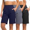 Neer Confezione da 3 Bermuda da Donna, Pantaloncini Estivi Sportivi e Casual a Vita Alta, Elasticizzati,Lunghi al Tasche(M)