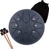 LOMUTY Handpan, Steel Drum, Hand Pan, Tamburo in Acciaio, Blu Scuro | Steel Tongue Drum 8 Note C Maggiore 6 Pollici 15cm per Meditazione e Yoga, Garden Rain Drum con Borsa e Mazzuoli