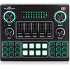 Bewinner Scheda audio Voice Changer, Quad Sound Mixer Board con 12 effetti sonori, scheda audio live per mixer DJ, Music Studio Recording, compatibile con telefono cellulare, PC, computer