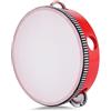 Flexzion Tamburello Tondo in Legno Flexzion per Bambini e Adulti 6 Pollici Singola Fila 8 Coppie di Sonagli, Strumento a Percussione Rosso Tenuto in Mano per Principianti e Musicisti Professionisti