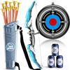 YGVQN Arco e Frecce per Bambini, Set Tiro con Luce LED, Frecce a Ventosa, Faretra, Bersaglio Sospeso e 3 Canister Targets, Giocattolo Sicuro per Interno ed Esterno, Regalo per Bambini e Bambine