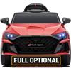 Mondial Toys Auto Elettrica per Bambini Audi RS3 Macchina con Licenza Ufficiale 12V Due Potenti Motori Telecomando Cintura di Sicurezza 3 Punti Porte Apribili Luci LED Musica MP3 (Rosso)