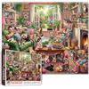 Tucocoo Puzzle a forma di gatto, 1000 pezzi, per adulti, accogliente soggiorno con gattini carini, puzzle colorato con vista sul giardino, 50 x 70 cm, puzzle impegnativo, regalo per gli amanti degli animali