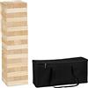 Relaxdays Torre Traballante XL, Gioco Grande, Giardino, 54 Mattoncini con Custodia, Bambini, Adulti, Legno, Naturale