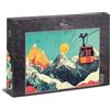 Ulmer Puzzleschmiede Puzzle da 1000 pezzi Kaiserwetter - paesaggio grafico di montagna con gondola sospesa in design retrò, elegante motivo montagna, qualità puzzle, made in Germany