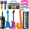 Tczecoo 11 strumenti gonfiabili Rock Star, set di strumenti gonfiabili, per feste gonfiabili, accessori per strumenti musicali a tema anni '80 anni '90