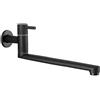 HomeLava Rubinetto da cucina, montaggio a parete, solo acqua fredda, rubinetto da parete, rubinetto per acqua fredda con 360 rotante, beccuccio lungo 30 cm, in acciaio inox, nero