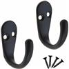 Select Hardware 2 ganci singoli per accappatoio con viti, nero opaco, montaggio su porta e parete, per bagno, camera da letto, soggiorno, corridoio, confezione da 2