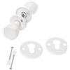 Aqbau® Pomello girevole per porta con rosetta PZ | Pulsante | Pomello | Set completo di pomelli con bulloni e viti (bianco)
