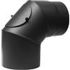PARKANEX Tubo per stufa a 90° con apertura di pulizia, diametro 150 mm, in acciaio da 2 mm, per stufa a legna, camino, colore nero