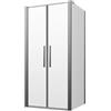 Parama Box doccia 80x90cm con apertura saloon e parete fissa, profili cromati e vetro da 6mm trasparente h195 | Elba
