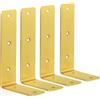 ANTERRIFIC Staffe per mensole dorate, confezione da 4 staffe per mensole galleggianti resistenti, in acciaio inox, staffe a L per mensole, staffe per mensole da 17,8 cm per supporto e hardware per