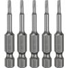 QUARKZMAN 5Pz T9 Punte Cacciaviti Torx 2 (50mm) L Set Precisione | Gambo Esagonale 1/4, Magnetiche, Senza Foro, Antimanomissione, a Stella a 6 Punte, in Acciaio S2, per Uso Industriale