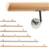 Jaxguom - Corrimano in legno per scale, 150 cm, corrimano per scala Ø 42 mm, corrimano a parete, montaggio laterale, inclusi supporti a parete e materiale di montaggio