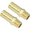sourcing map Raccordi per tubi in ottone, 2 pezzi, 1/2 Barb x 1/4 NPT maschio in ottone, per acqua, carburante, aria