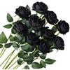 Veryhome 10 Pezzi Fiori Artificiali Rose di Seta Falso Bouquet da Sposa da Sposa per la casa Giardino Partito Decorazioni Floreali (Nero, Rose in Fiore)