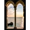Deco Italia Quadro Verticale Archi sul Tramonto - Moderno, Effetto Trompe L'Oeil, Stampa su Cotone Artistico | 72 x 100 cm