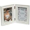 Hampton Frames Paloma Cornice portafoto shabby chic in legno bianco, effetto invecchiato, doppia 2 foto 10x15 cm, retro nero con clip, solo da appoggio