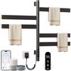 SKYLYZH Scaldasalviette Elettrico Bagno, Rotazione di 180° Termoarredo Elettrico Bagno, 450×680mm, 120W, WiFi Nero Scalda Salviette da Bagno Elettrico, per Alexa e Google Home e APP-G68 WiFi Black