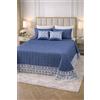 Generico Trapuntino Copriletto Matrimoniale Trapuntato con Balza in Pizzo Ricamato, Copriletto Elegante Tinta Unita con Cuscini Coordinati, Coperta Letto Decorativa Stile Classico (Polvere)