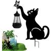 Hailerio Lampada Solare da Esterno Paletto Decorativo a Forma di Gatto in Metallo | Piolo Portafiori Decorativo per Giardino per Giardino Terrazzo Cortile Prato Recinto Passaggio