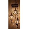DEMMEX Lampadario da Soffitto Turco Marocchino in Mosaico, Hardwired, Sospensione Artigianale con 3 Globi, Vetro Mosaico Stile Boho, Altezza 105 cm
