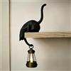 Generic Gatto con lanterna, decorazione per mensola, stampa 3D, statuetta di gatto con decorazione a LED per libreria, lanterna a forma di gatto, ornamento per chiavi, asciugamano, artigianato, cucina