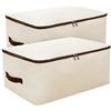 iwill CREATE PRO Confezione da 2 sacchetti grandi in tela di cotone morbido | per vestiti, maglioni, biancheria da letto, coperte, beige