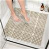 HITSLAM 60 x 60 cm Tappetino Doccia, Quadrato Tappetino da Bagno in TPE Morbido Tagliabile su Misura Senza Odori con Ventose e Fori di Drenaggio, Tappeto Doccia antiscivolo senza BPA, Khaki