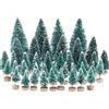 MELLIEX 40pcs Mini Albero di Natale Mini Sisal Snow Frost Alberi con Base in Legno per la Domestica Festa di Natale Decorazione