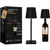 AKITAInk Lampada da Tavolo LED Ricaricabile, Nero, Touch Dimmer, 3 Temperature di Luce, USB-C, IP44