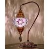 DEMMEX Lampada turca autentica, fabbricata in Turchia, lampada da tavolo da notte con mosaico turco marocchino, 100% realizzata a mano, corpo in metallo color ottone antico e base in metallo decorata.
