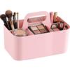 FDKene Cestino Organizzatore con Manico, Organizer Impilabile in Plastica con 5 Scomparti, Scatola Portaoggetti Portatile Multiuso per Bagno, Cucina, Scrivania, Trucco, Ufficio, Artigianato, Rosa
