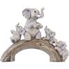 suruim Graziose statue di elefanti - Elefante portafortuna e i suoi tre bambini che giocano su un ponte di tronchi per soggiorno, camera da letto, ufficio, decorazione (marrone)