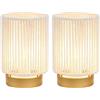 JHY DESIGN Set di 2 lampade da tavolo in corda di cotone intrecciato, altezza 17 cm, funzionamento a batteria, con timer di 6 ore accanto alle lanterne, ideale per soggiorno, camera da letto