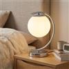 B·LED BARCELONA LED BARCELONA LED Lampada da Tavolo San Cromata a Forma di C con Sfera in Vetro Opalino, Base Rotonda in Alluminio, Design Classico Moderno Retro di Lusso per Camera Soggiorno