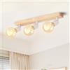 LVWIT Faretti LED da Soffitto Orientabili Bianco, Faretto da Interno con 3 Lampadine LED E27, Base di Legno, Faretti Soffitto Retrò per Barra, Salotto,Cameretta, Cucina (Lampadine Escluse)