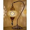 DEMMEX Lampada turca autentica DEMMEX, realizzata in Turchia, lampada da comodino da tavolo in mosaico marocchino turco, realizzata al 100% a mano, corpo in metallo color antico e base decorata, marrone