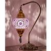 DEMMEX Autentica lampada turca, realizzata in Turchia, stile tiffany, stile tiffany, lampada da comodino a mosaico, 100% realizzata a mano, corpo e base in metallo color ottone antico, 38,1 cm (lilla)
