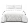 INTRECCI Parure Copripiumino Matrimoniale Seersucker 255x200 cm | Sacco Copripiumino Goffrato No Stiro con 2 Federe a 4 Volant | Tessuto Anallergico Morbido Oeko-Tex | Colore: Bianco