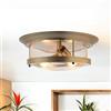 Licht-Erlebnisse Lampada da bagno a soffitto Ø 35 cm rotonda H: 14,5 cm IP44 in ottone anticato per 2x E27 plafoniera bagno lampada da soffitto bagno