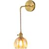 SOPERIT Lampada da parete per interni con fiori, vintage, oro, E27, con fiori, in rame e vetro, per corridoio, soggiorno, camera da letto