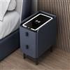 Generic Comodino moderno intelligente a LED con stazione di ricarica Comodino in legno per camera da letto con due cassetti piccolo multifunzionale semplice comodino altoparlante audio Bluetooth costruzione