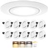 Laiebri Faretto LED da incasso 230V (dimmerabile a 3 livelli), faretto da soffitto orientabile a 45°, 6W 3CCT (3000K/4000K/6000K), grado di protezione IP44 (per bagno), Ø65-80mm, Confezione da 10