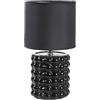 MA MAISON Lampada da Tavolo con Base Tonda in Ceramica - Comodino, Moderna, Soggiorno, Paralume, Camera da Letto, Abat Jour, d'Appoggio, Illuminazione - Effetto Bubble (Nero 18x33 cm)
