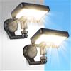 AURIVEE Set 2 Luci Solari Esterne Magnetiche, 3 Temperature Colore 92 LED con Telecomando, Illuminazione 80m² Sensore Movimento, IP65 Impermeabile per Terrazza Giardino Muro Ingresso
